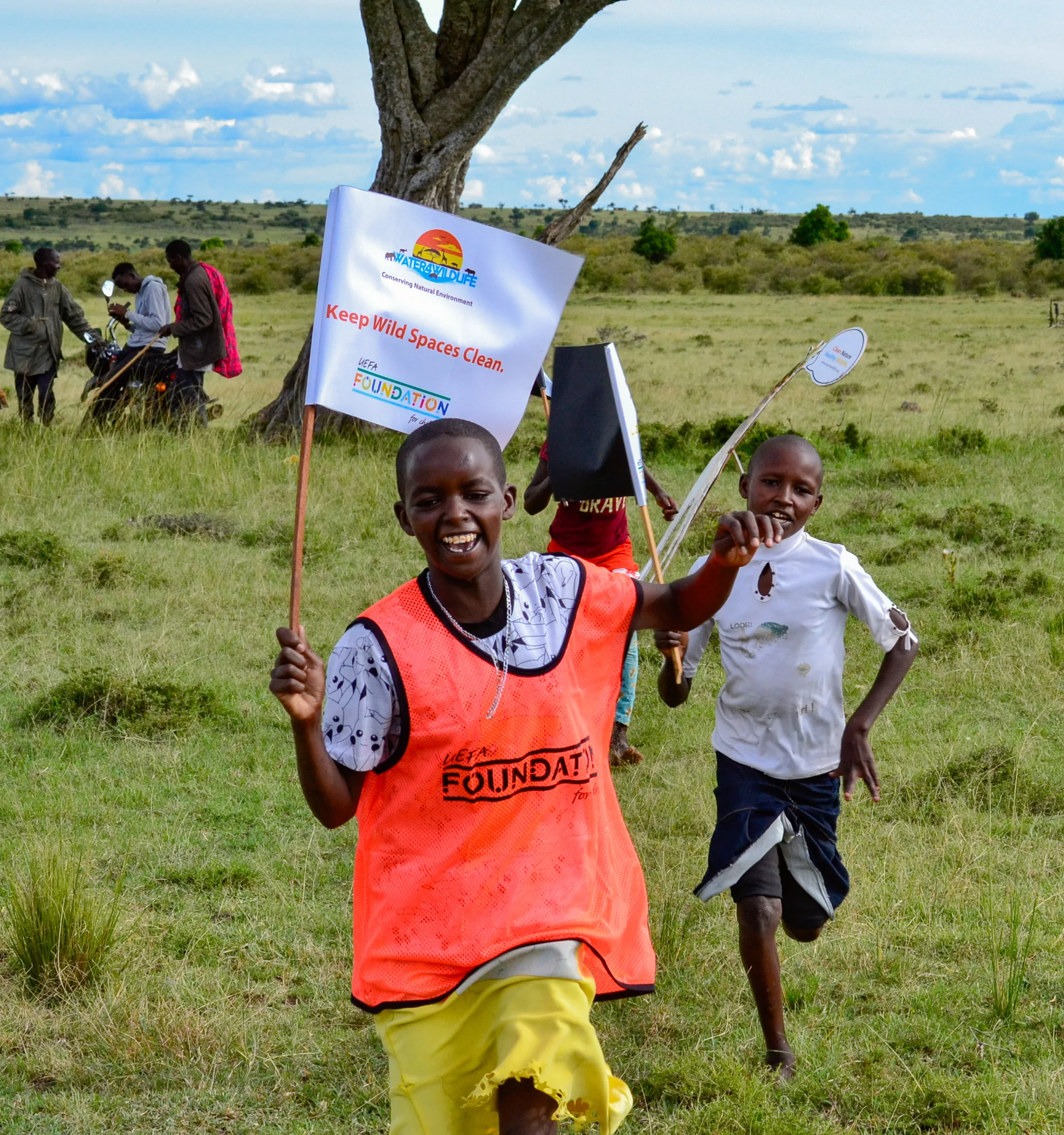 Distribution of football kits from UEFA Foundation for Children in the Maasai Mara ecosystem